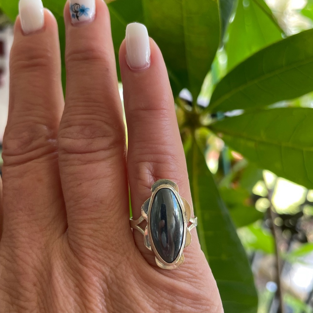 Hematite crystal stone S925 sterling silver ring - Picture 3 of 16